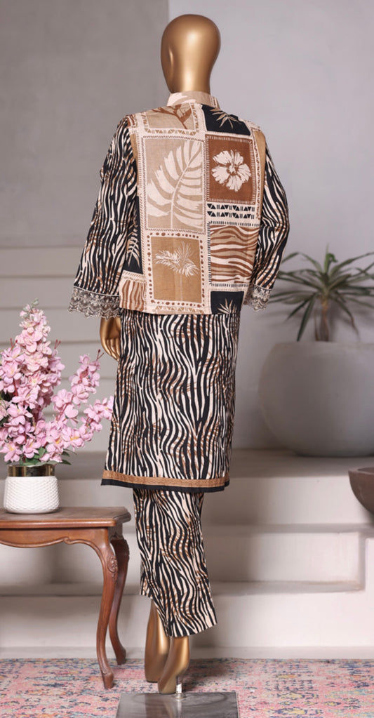 Bin Saeed Exclusive Embroidered Khaddar 3-Piece Suit – Volume 01 | Black and Beige | Premium Winter Collection